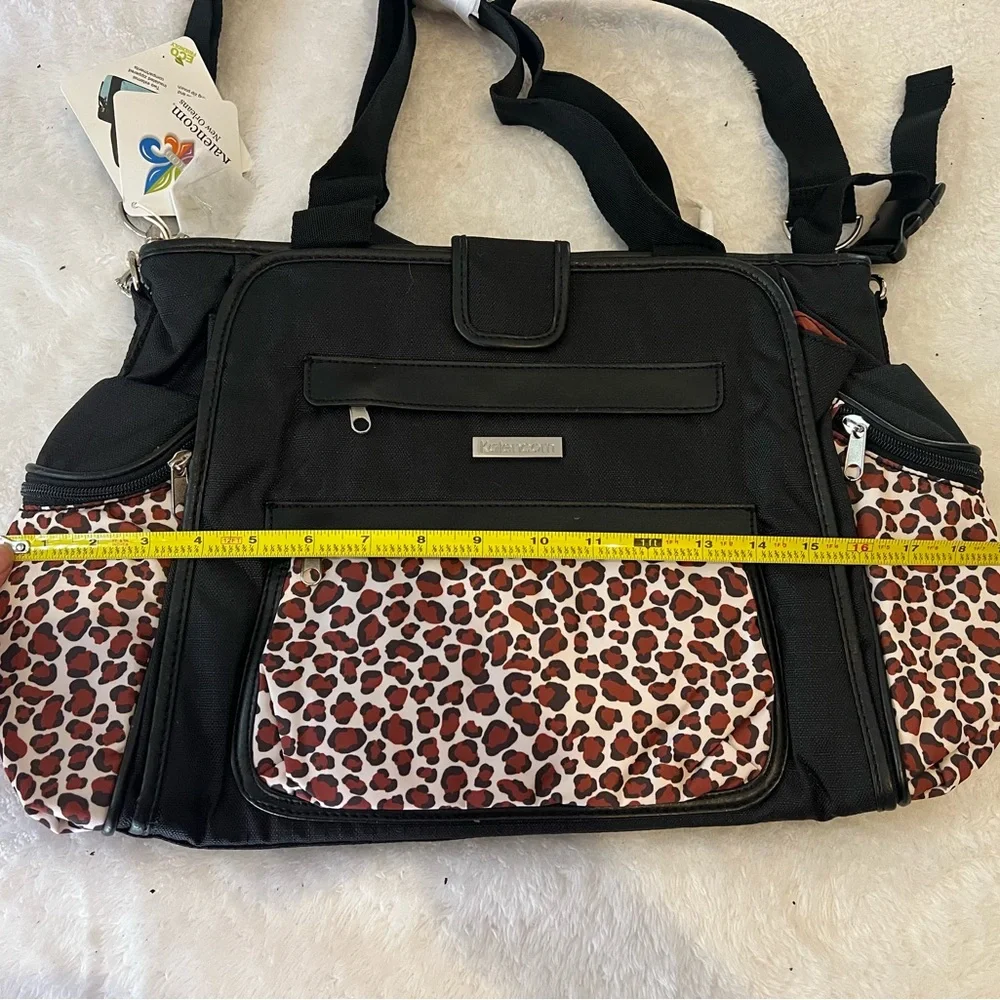 Kalencom Nola Tote Black and Leopard Print Diaper Bag